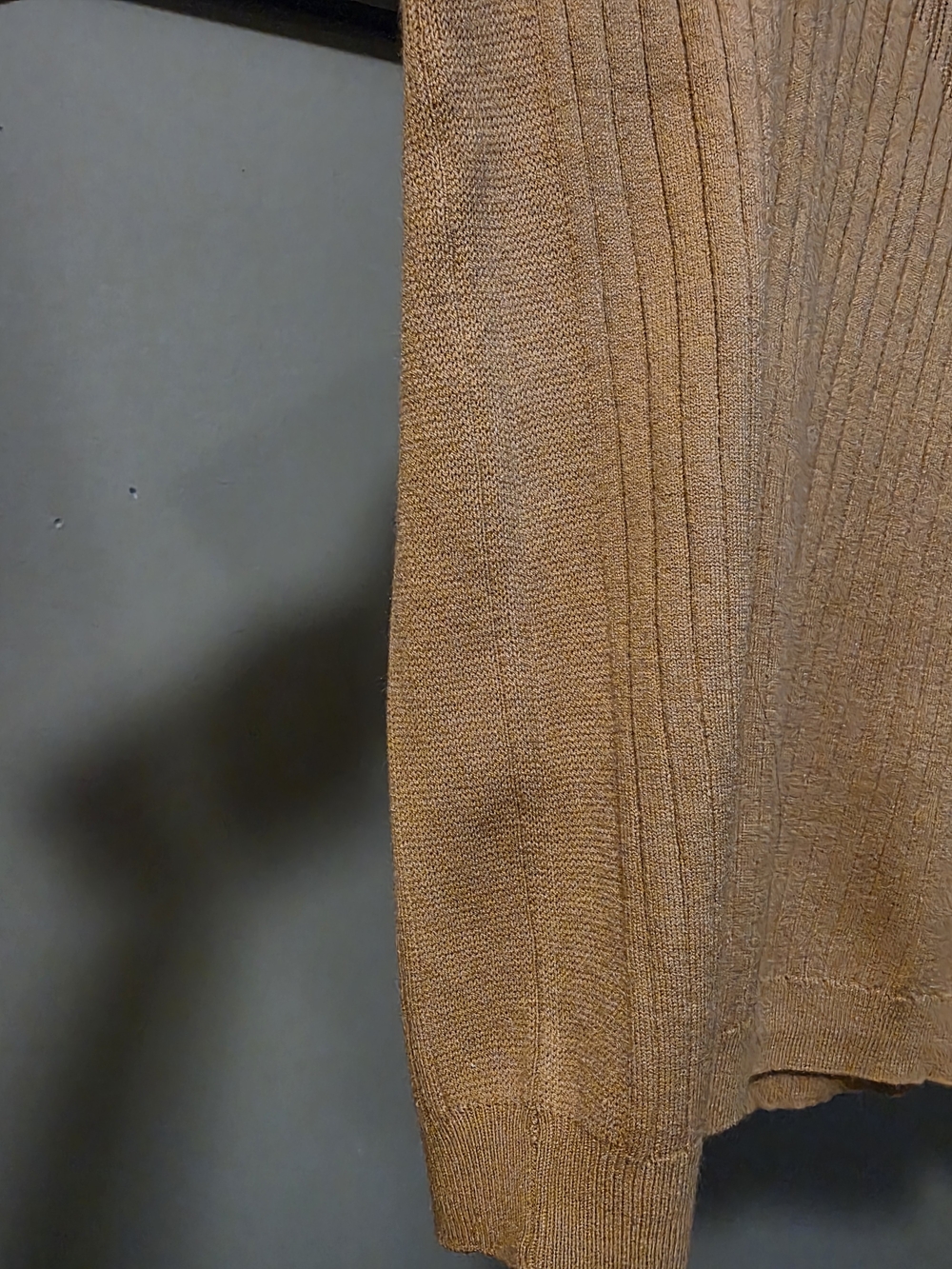 NWT H&M Camel Ribbed Knit Collared Polo Sweater XL | 3/4 Sleeve Capsule Wardrobe - Picture 9 of 12